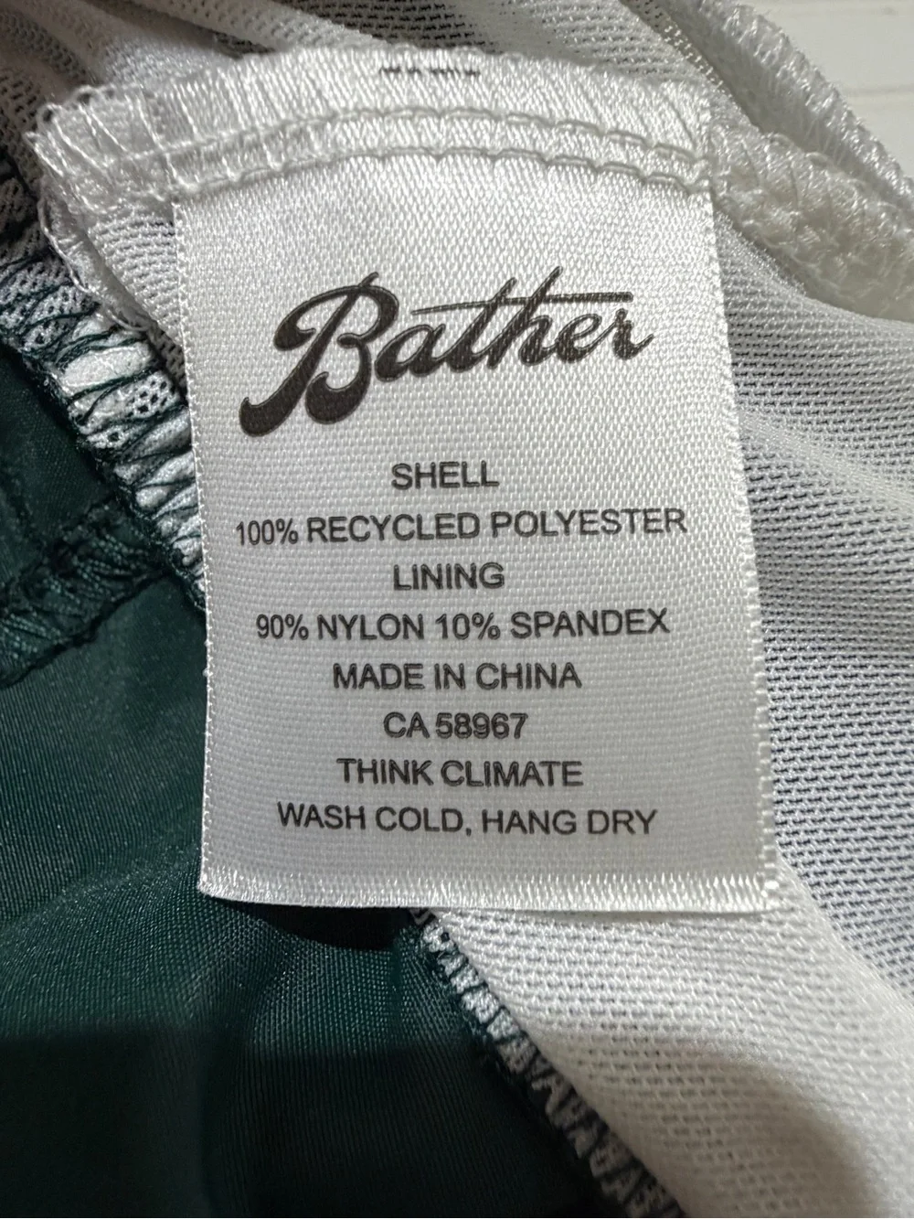 NWT Bather Solid Pine Green Classic Swim Trunks Size Large (L/G)